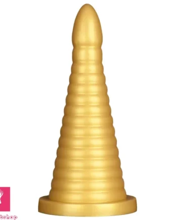 10.23in 14.56in Large Thread Gold Silicone Pagoda Thick Large Anal Dildo