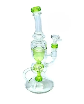 10.5in Colored Waterpipe Recycler W/ Perc & Colored Lip