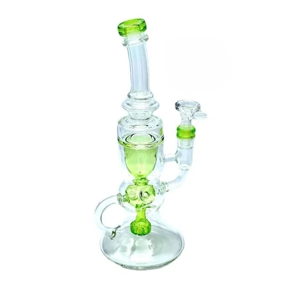 10.5in Colored Waterpipe Recycler W/ Perc & Colored Lip