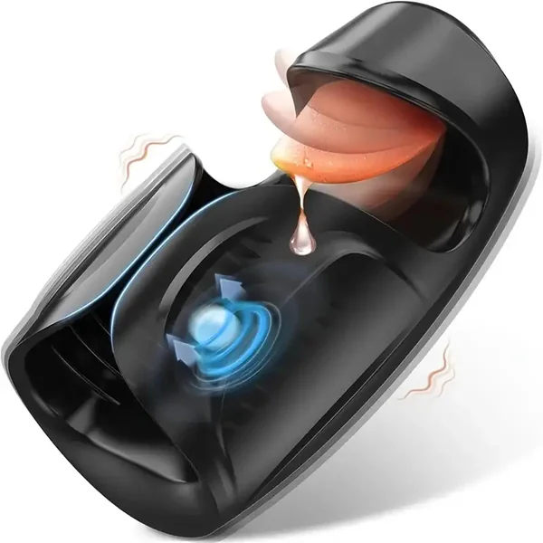 10 Tongue-Licking Tapping Vibrating Adult Male Auto Masturbator