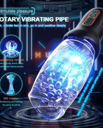10 Vibrating 5 Rotation Handle Blowjob Automatic Masturbator