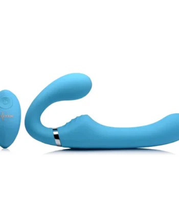 10x Mighty Rider Vibrating Strapless Strap-on - Blue