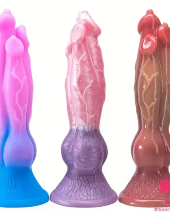 11.02in Colorful Silicone Flexible Fantasy Dog Dildo For BDSM Anal Sex