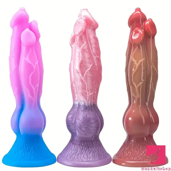 11.02in Colorful Silicone Flexible Fantasy Dog Dildo For BDSM Anal Sex