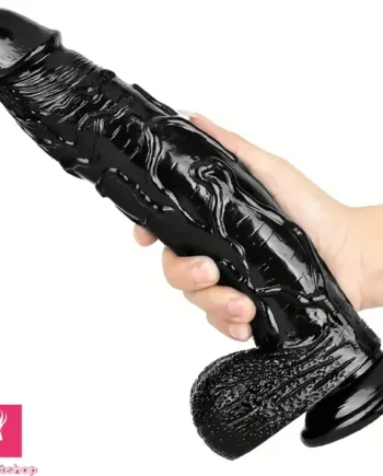 11in Thick Black Giant Solid Color Dildo Hand Wash Only For G Spot Toy