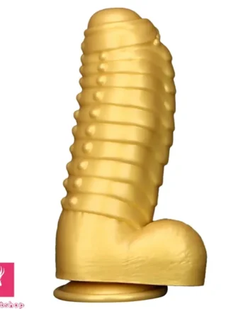 12.2in 13.38in Golden Liquid Silicone Giant Caterpillar Anal Thick Cock Dildo