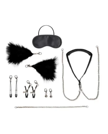 12 Pc Interchangeable Collar and Nipple Clips Set - Black