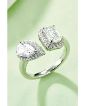 1 Carat Moissanite 925 Sterling Silver Open Ring