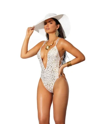 1 Pc Monokini - One Size - White/gold