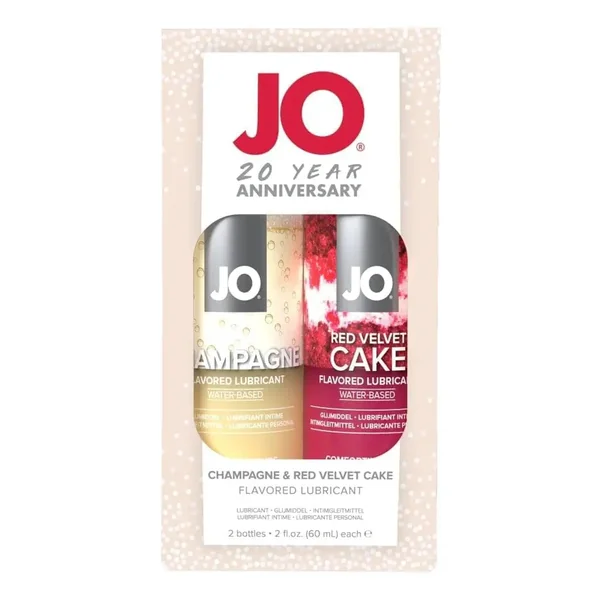 20th Anniversary Champagne/Red Velvet Cake Flavored Water - Based Lubricant Set