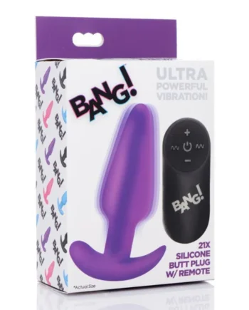 21x Silicone Butt Plug With Remote - Purple