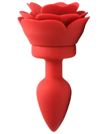 28x Silicone Vibrating Rose Anal Plug With Remote - Small