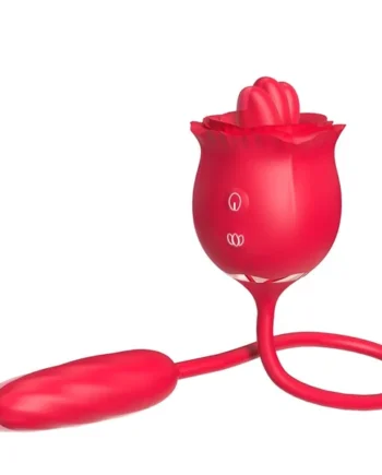 2 In 1 Rose Toy Thrusting Dildo Vibrator With 9 Tongue Licking 9 Thrusting Vibrating