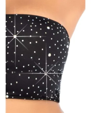 2 Pc Rhinestone Bandeau and Mini Skirt - Black - Large