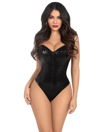 2 Pc Sequin Bodysuit - Medium - Black