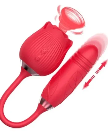 2in1 Thrusting Sucking Rose Vibrator Sex Toy For Stimulation