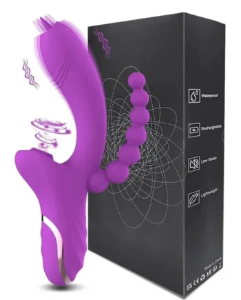 3 In 1 Clit Sucking Vibrator for Women G Spot Vagina Anal Stimulation Female Masturbator - Zd014 Purple