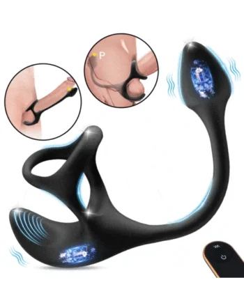 3 In 1 Spherical Vibrating Anal Plug Testicles Stimulator With cock Ring