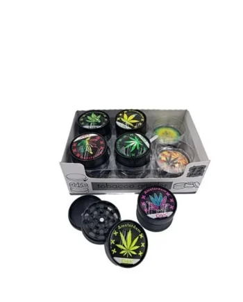 3 Part Glass Top With Leaf Design 50mm Grinder
