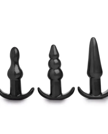 4 Piece Vibrating Anal Plug Set - Black