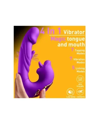 4-in-1 Rose Vibrator with Licking, Tapping, and Suction Modes