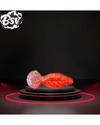 4in Leaf Carving Frit Art Hand Pipe