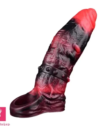 5.98in 7.09in Silicone Cock Sleeve Spiked Hollow Vibrating Odd Cock Dildo