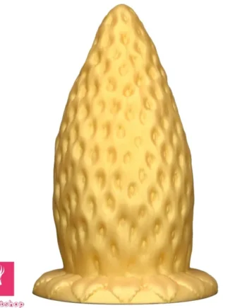 5.9in 8.07in 9.84in Gold Silicone Thick Strawberry Penis Anal Plug Dildo
