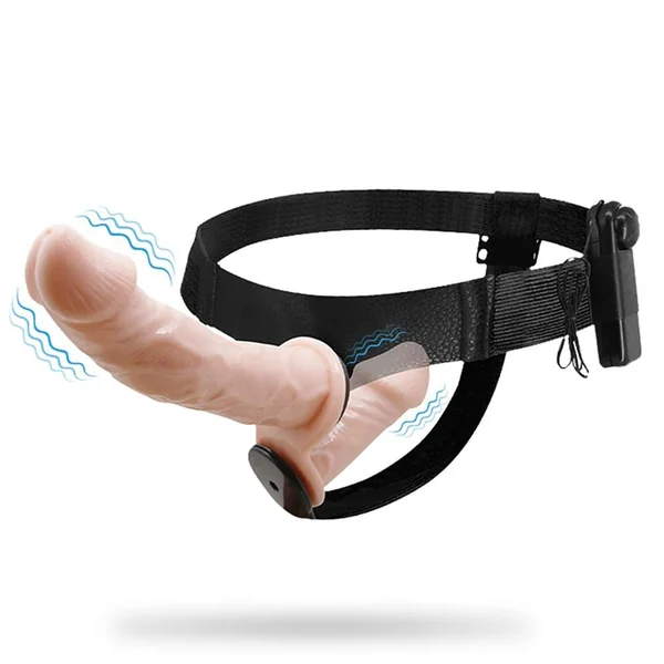 6.89‘’ Vibrating Strap On Dildo Vibrator Double Dong with Adjustable Harness