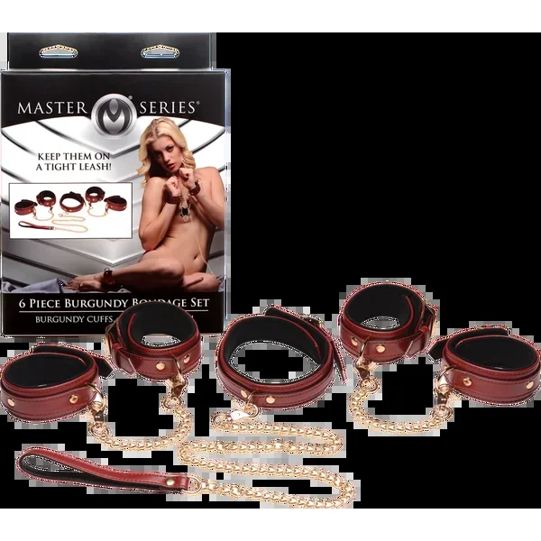 6 Piece Burgundy Bondage Set