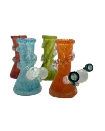 6in Soft Glass Beaker W/ Glass Swirl & Glass Knob