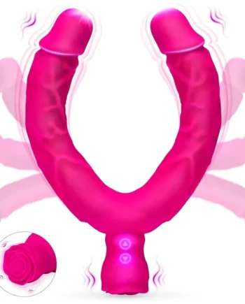 7.5‘’ Double Ended Vibrating Rose Dildo Anal Dildo with 10 Vibrating Modes