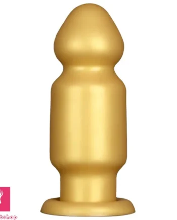7.87in 11.22in Golden Silicone Soft Big Anal Plug Dildo For Clit Expansion