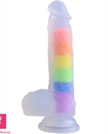8.46in Silicone Rainbow Soft Realistic Big Crystal Clear Jelly Pleasure Dildo