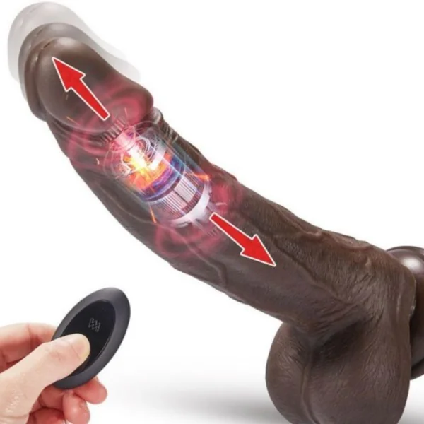 8.7″ Wireless Thrusting Black Dildo w/Remote control