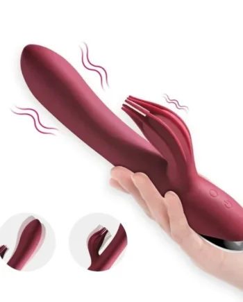 8 Inch Rechargeable Silicone Red Rabbit Vibrator With Clit Stim