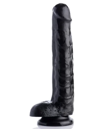 8 Inch Slim Realistic Dildo with Balls- Black