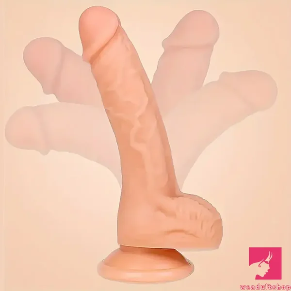 9.25in Lifelike Big PVC Feeling Skin Soft Dildo With Curved Shaft And Balls