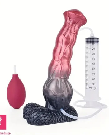 9.37in Realistic Horse Squirting Silicone Animal Knot Big Soft Dildo