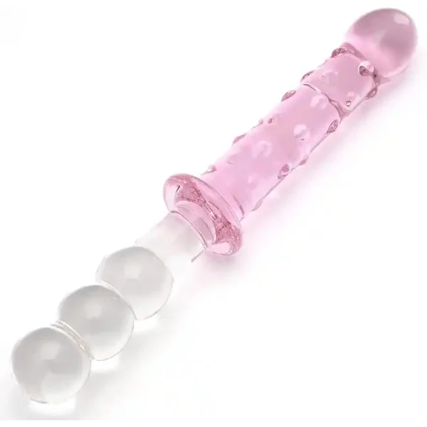 9″ Double Ended Pink Glass Dildo Anal Bead Butt Plug