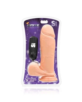 9" Thick Cock W-balls, Egg, & Suction - Vanilla