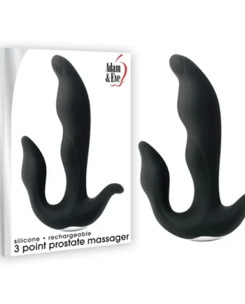 Adam & Eve 3-Point Prostate Massager – Black USB Rechargable Vibrating Prostate Massager