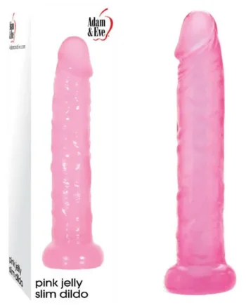 Adam & Eve Pink Jelly Slim Dildo – Pink 14.5 cm (5) Dong