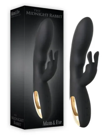 Adam & Eve The Midnight Rabbit – Black 20.3 cm (8”) Rabbit Vibrator – AE-BL-1660-2