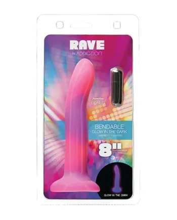 Addiction 8″ Rave Glow in the Dark Dong – Pink/Purple