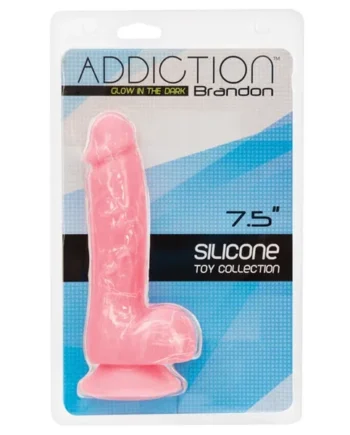 Addiction Brandon 7.5″ Glow in the Dark Dildo – Pink