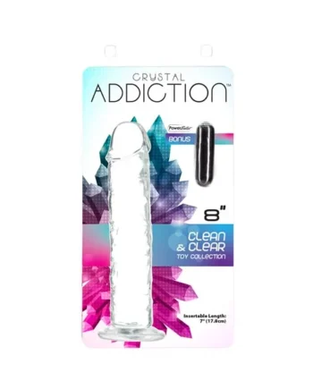 ADDICTION CRYSTAL 8 VERTICAL DONG CLEAR TPE W/ BULLET “