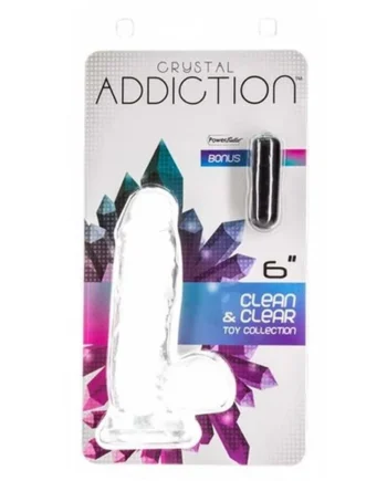 Addiction Crystal Dildo W Balls 6In Clear