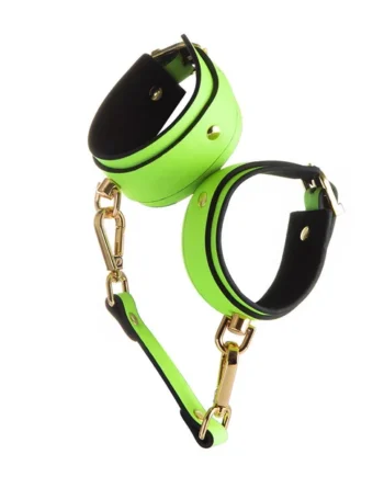Adjustable PU Leather Bondage Cuff - Wrist/Ankle Restraint, Sold Individually(Luminous green-handcuffs)