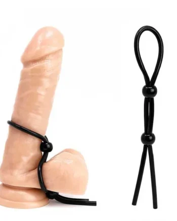 Adjustable Silicone Cock Ring Rope Style Penis Enhancing Lasso Black
